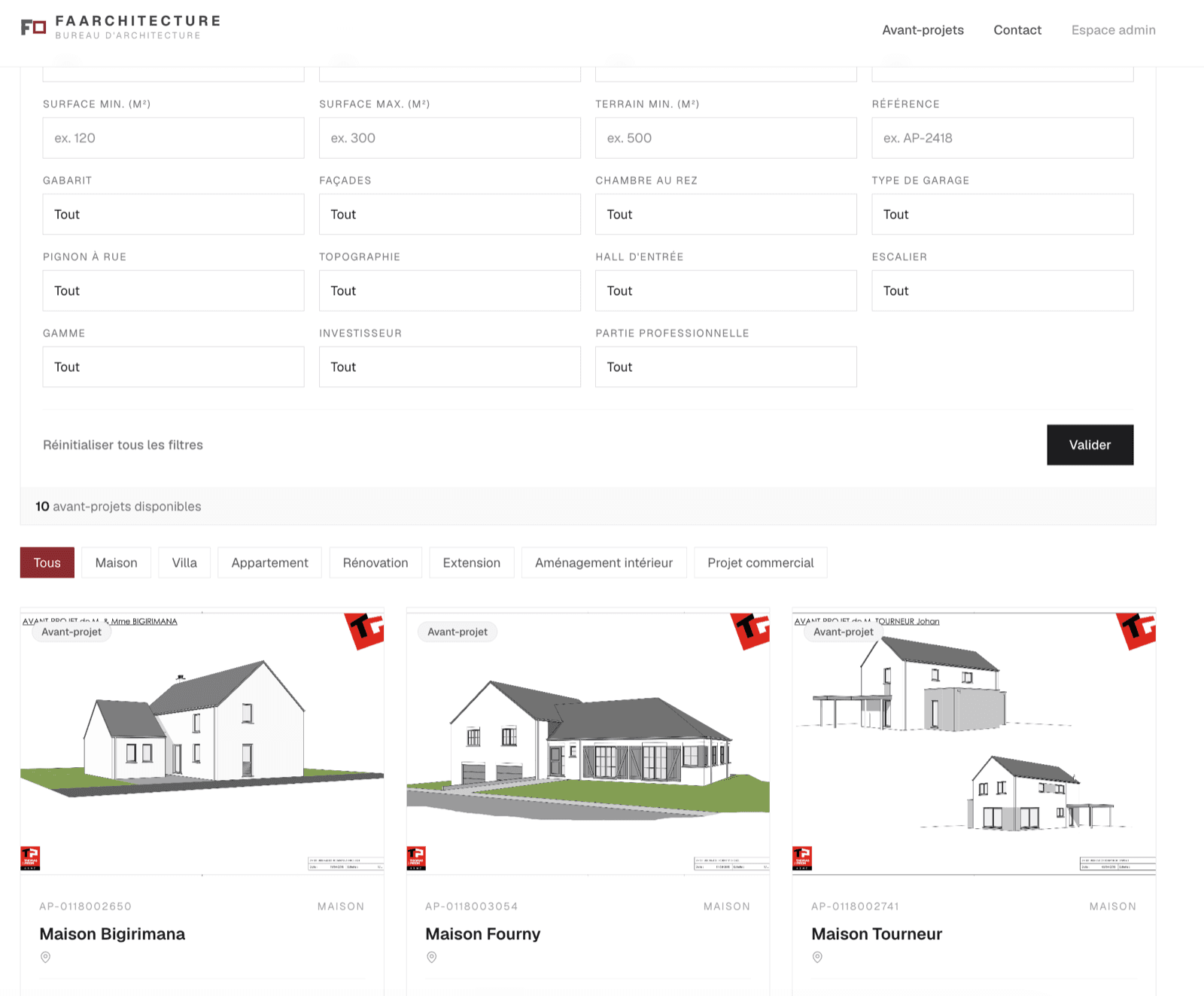Plateforme d'avant-projets pour cabinet d'architecture